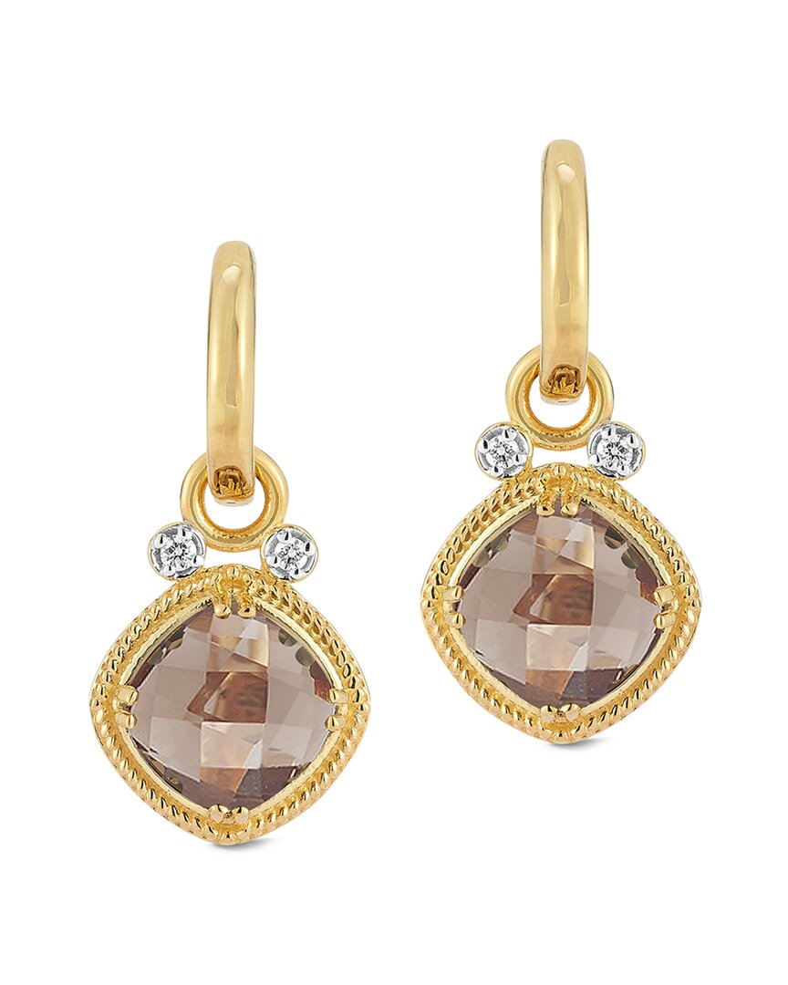 I. Reiss 14k 4.14 Ct. Tw. Diamond & Smokey Topaz Earrings