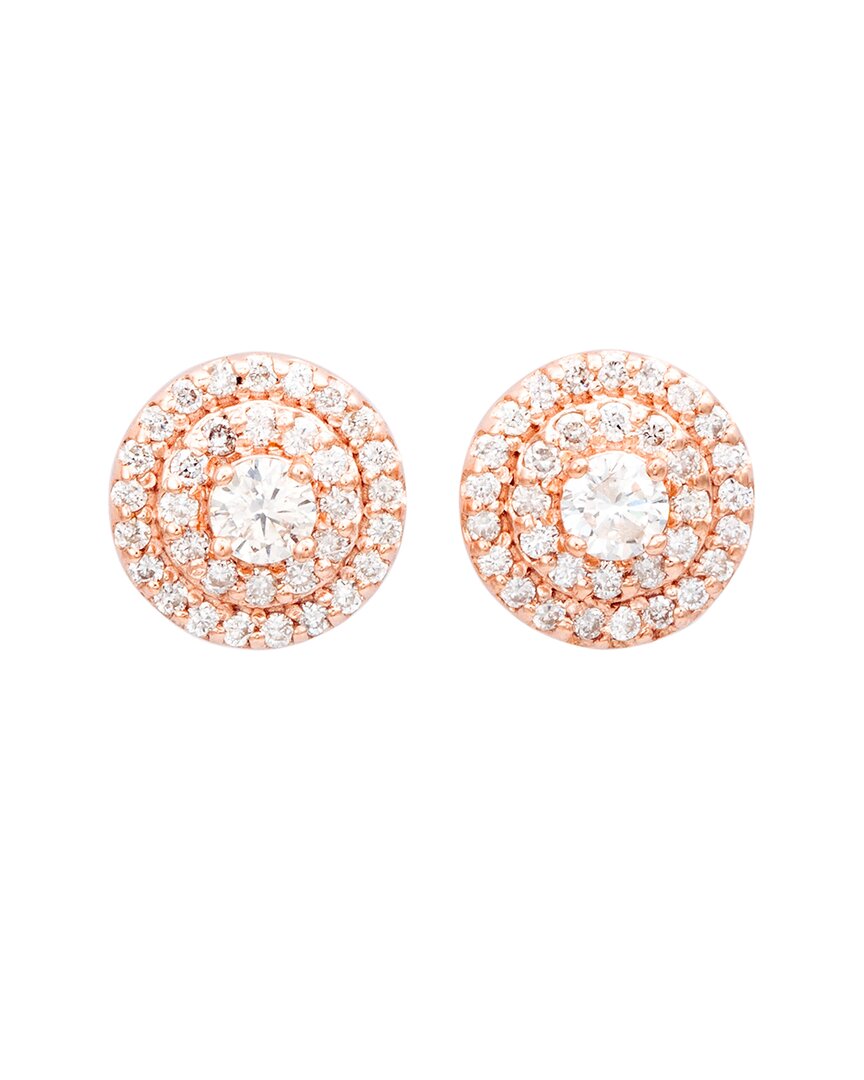 Suzy Levian 14k Rose Gold 0.60 Ct. Tw. Diamond Double Halo Earrings