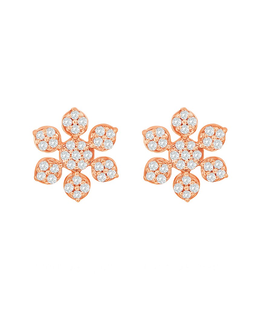 Suzy Levian 14k Rose Gold 0.13 Ct. Tw. Diamond Snowflake Earrings