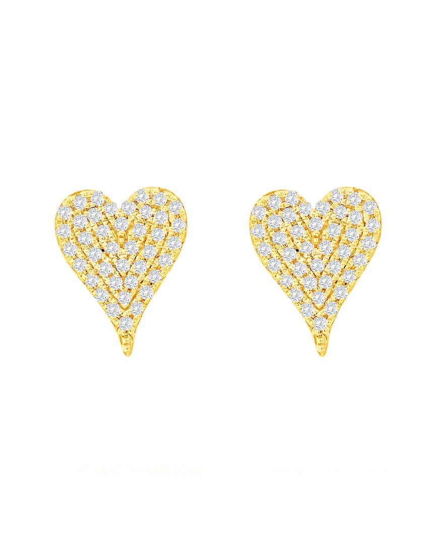Suzy Levian 14k 0.16 Ct. Tw. Diamond Elongated Heart Studs
