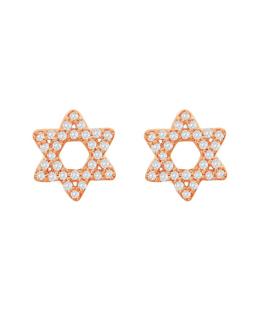 Suzy Levian 14k Yellow Gold .13 Cttw Diamond Pave Star Of David Stud Earrings In Gold