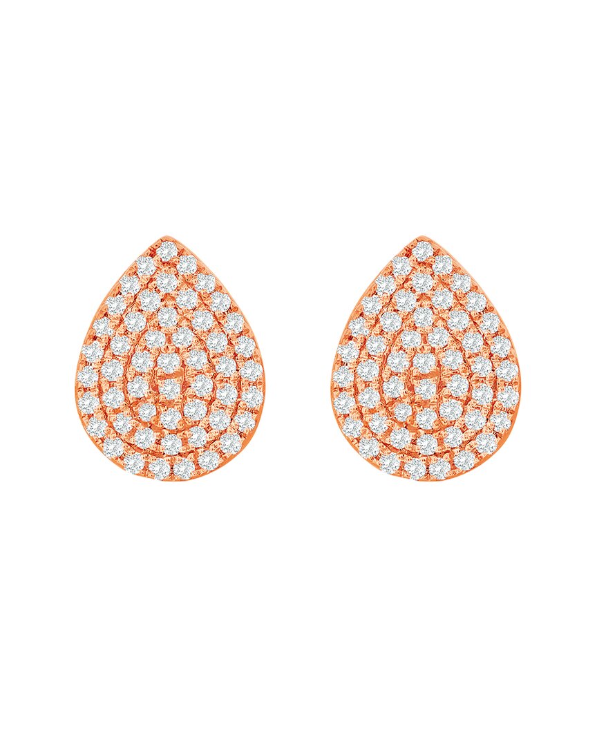 Suzy Levian 14k Yellow Gold .20 Cttw Diamond Pave Pear Shape Stud Earrings