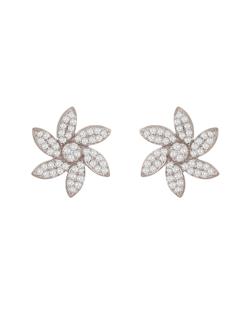 Suzy Levian 14k 0.20 Ct. Tw. Diamond Curved Flower Studs