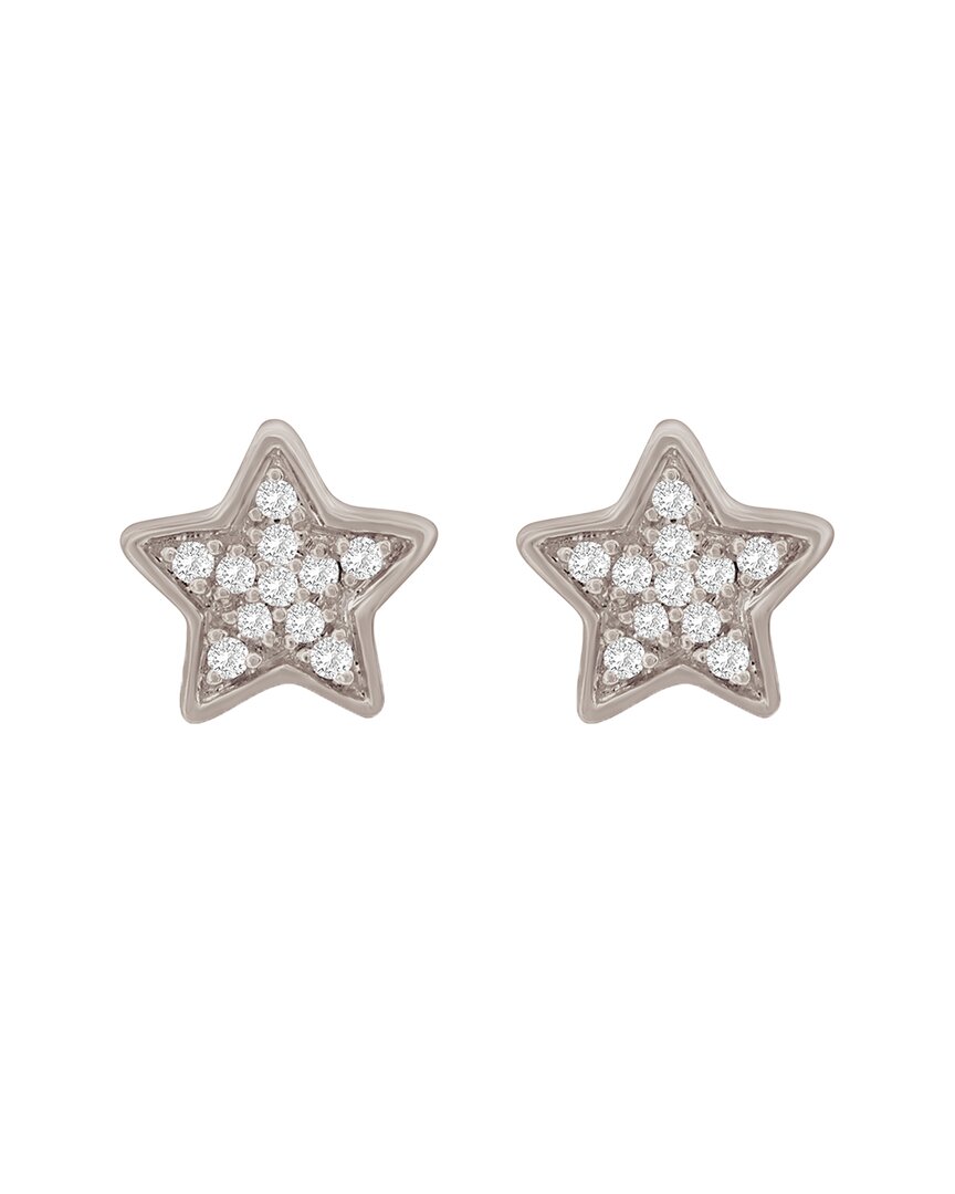 Suzy Levian 14k Rose Gold .06 Cttw Pave Diamond Star Stud Earrings