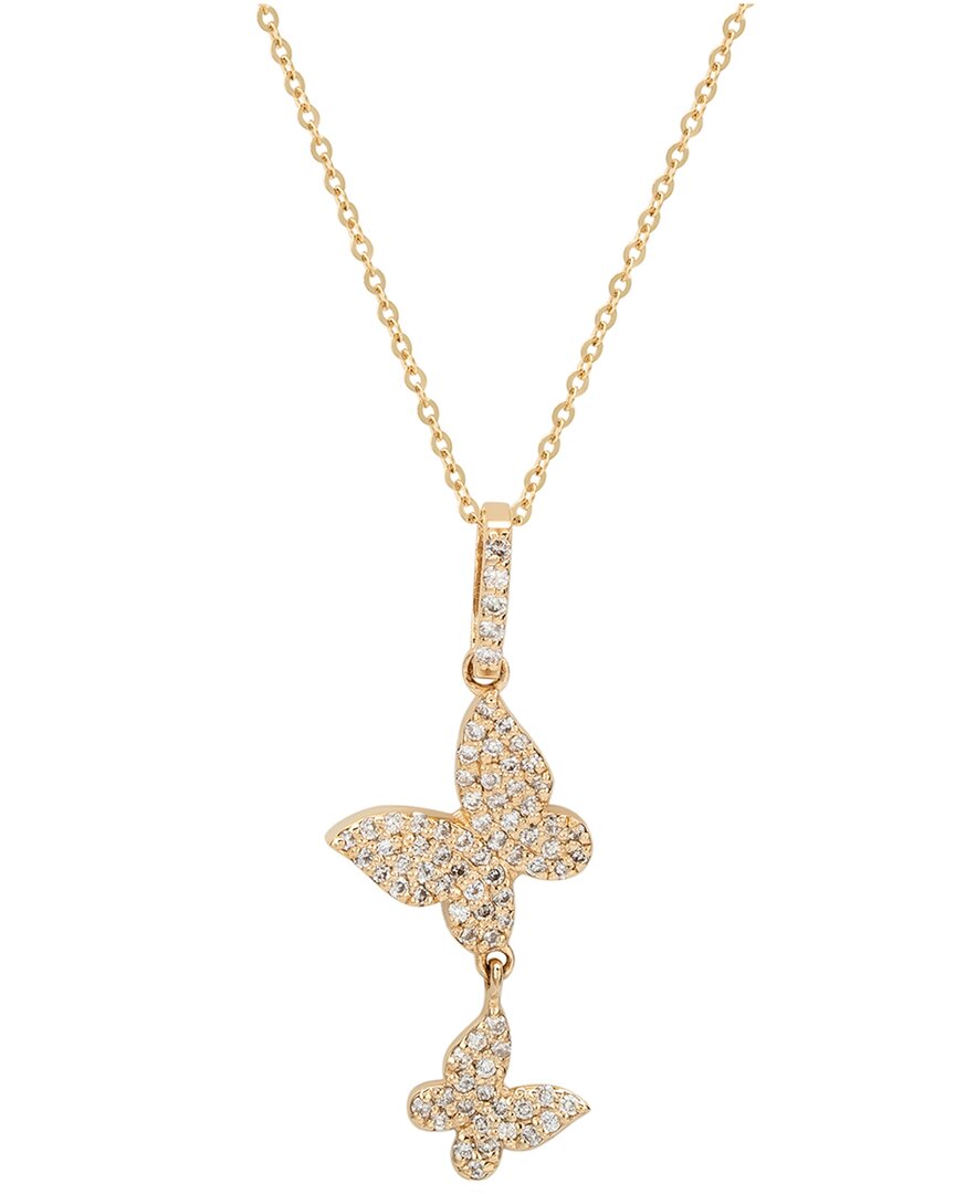Suzy Levian 14k Rose Gold 0.40 Ct. Tw. Diamond Double Butterfly Necklace