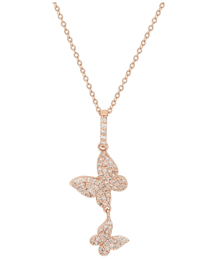 Suzy Levian 14k Rose Gold 0.40 Ct. Tw. Diamond Double Butterfly Necklace