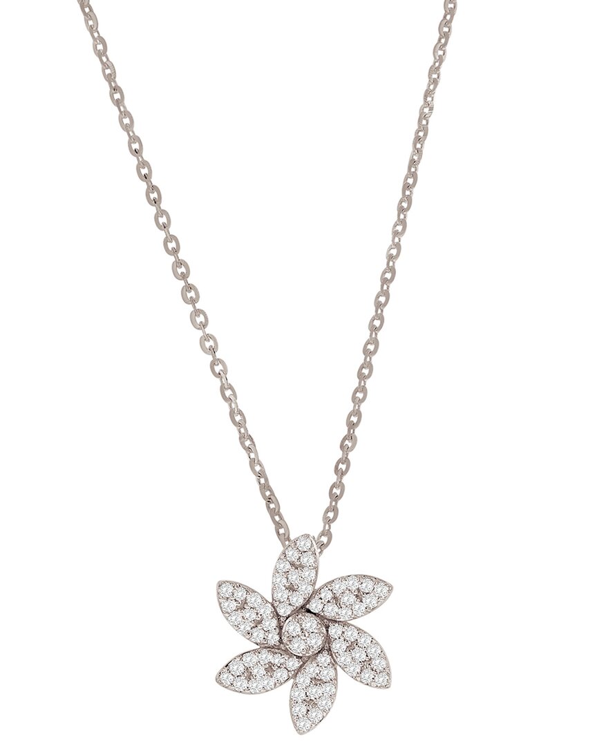 Suzy Levian 14k 0.14 Ct. Tw. Diamond Curved Flower Necklace