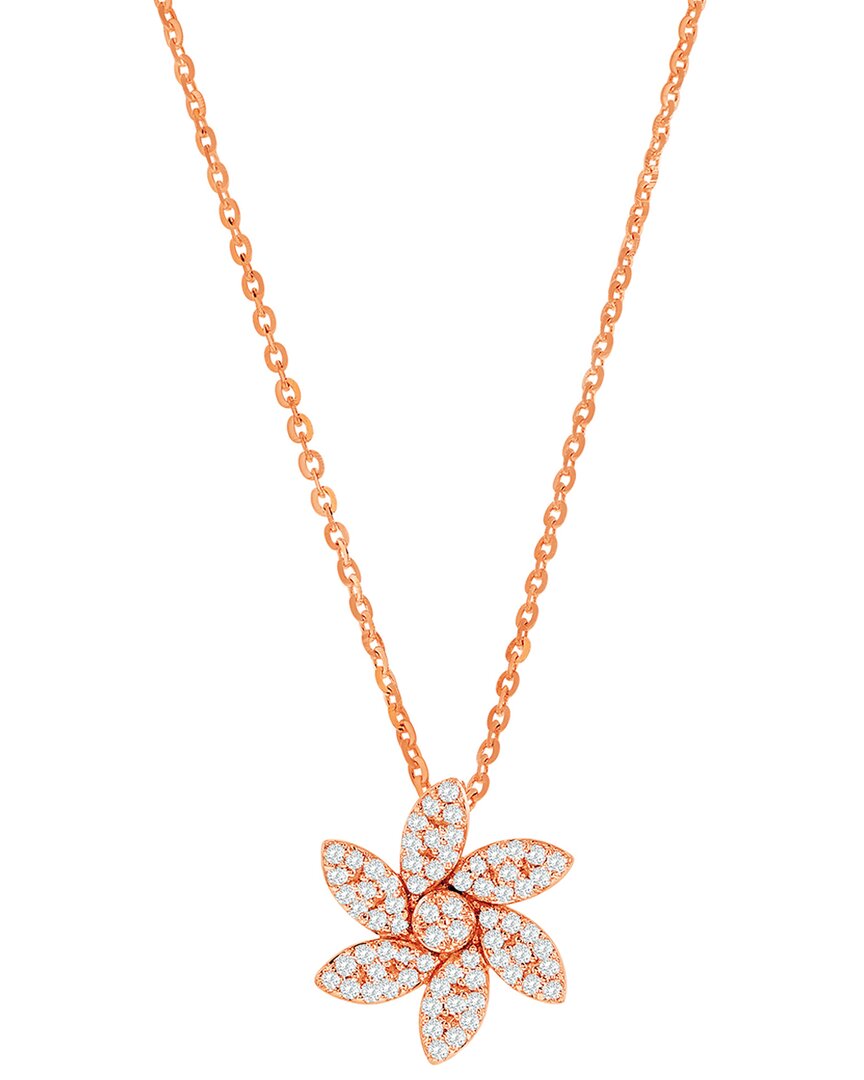 Suzy Levian 14k Rose Gold 0.14 Ct. Tw. Diamond Curved Flower Necklace