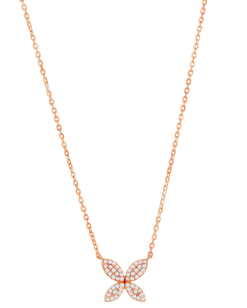 Suzy Levian 14k Rose Gold 0.09 Ct. Tw. Diamond Marquise Flower Necklace