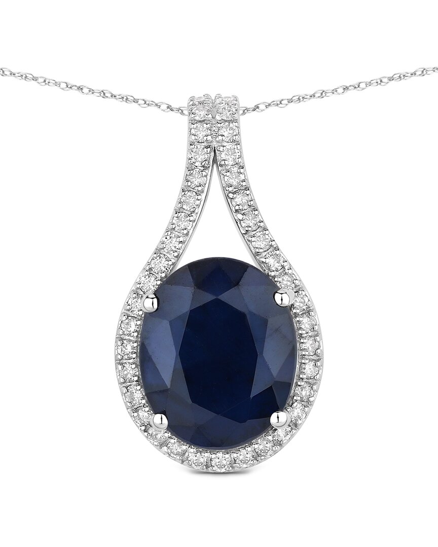Diana M. 14k 4.63 Ct. Tw. Diamond & Blue Sapphire Pendant In Metallic