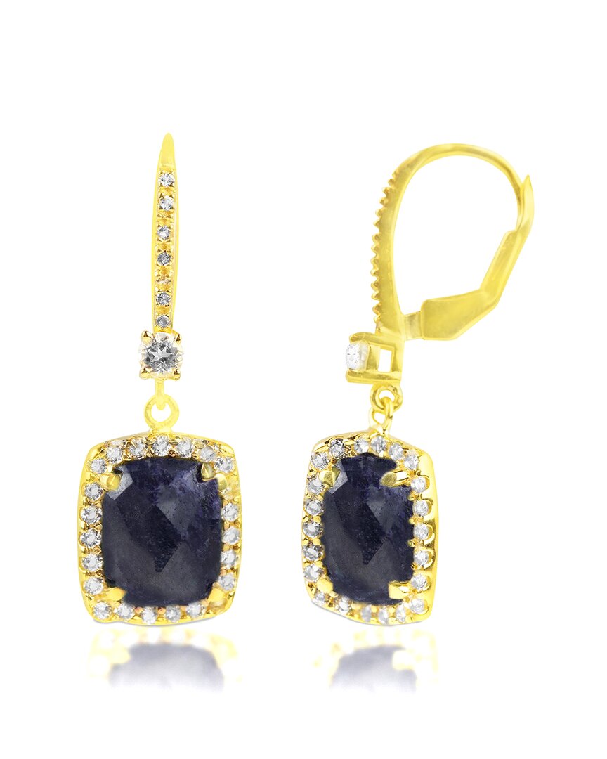Maxcolor 18k Over Silver 6.20 Ct. Tw. Blue Sapphire Dangle Earrings