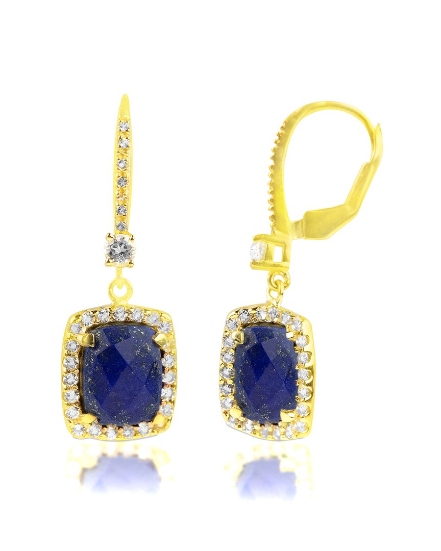 Maxcolor 18k Over Silver 6.20 Ct. Tw. Blue Sapphire Dangle Earrings