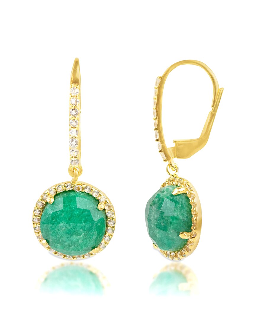 Maxcolor 18k Over Silver 6.50 Ct. Tw. Emerald Dangle Earrings