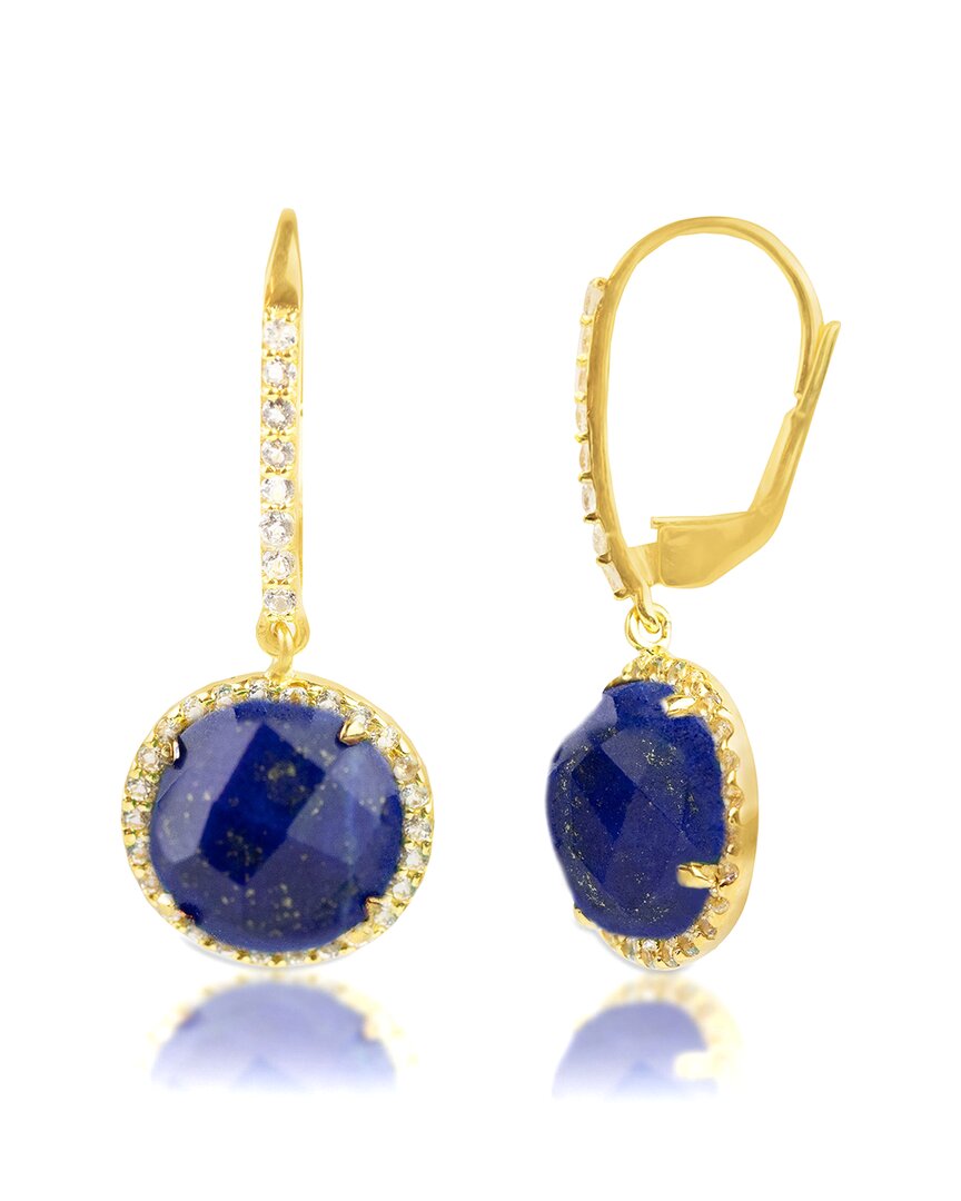 Maxcolor 18k Over Silver 6.50 Ct. Tw. Lapis Lazuli Dangle Earrings