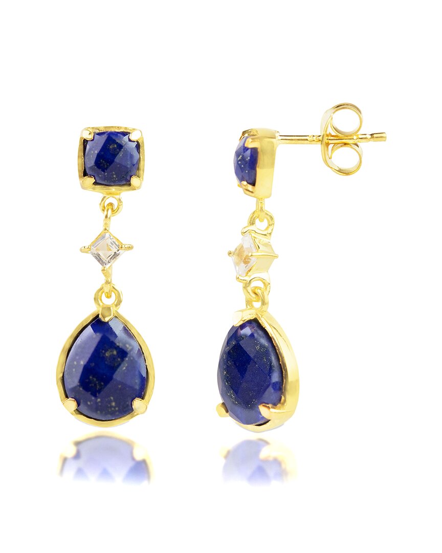 Maxcolor 18k Over Silver 1.50 Ct. Tw. Blue Sapphire Dangle Earrings