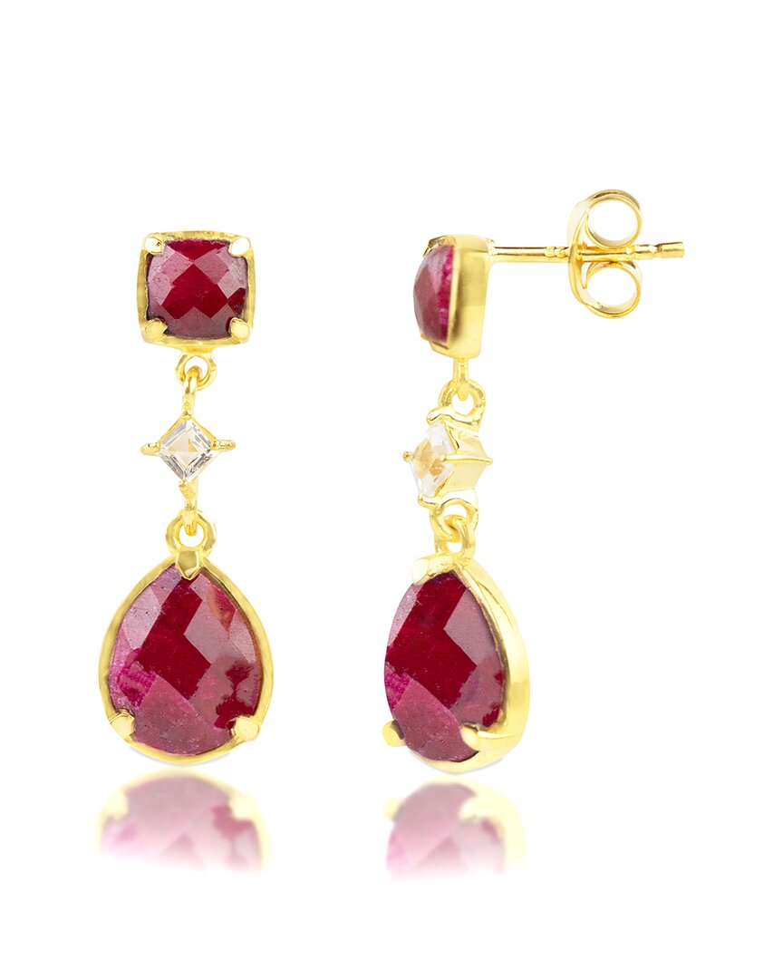 Maxcolor 18k Over Silver 1.50 Ct. Tw. Ruby Dangle Earrings