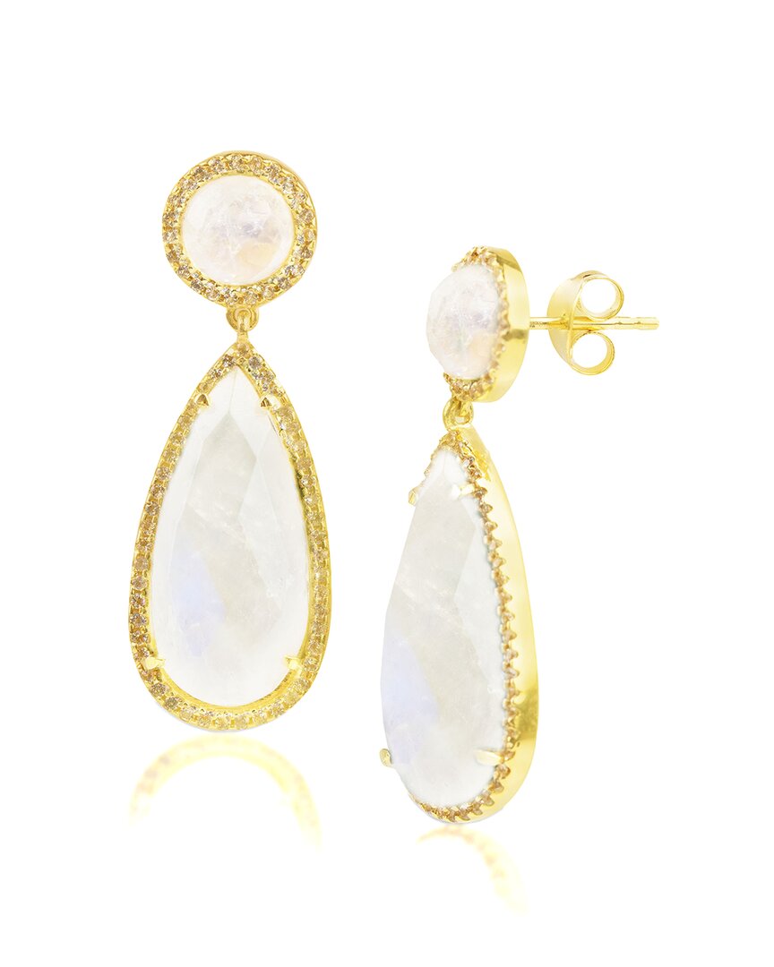 Maxcolor 18k Over Silver 2.20 Ct. Tw. Moonstone Dangle Earrings