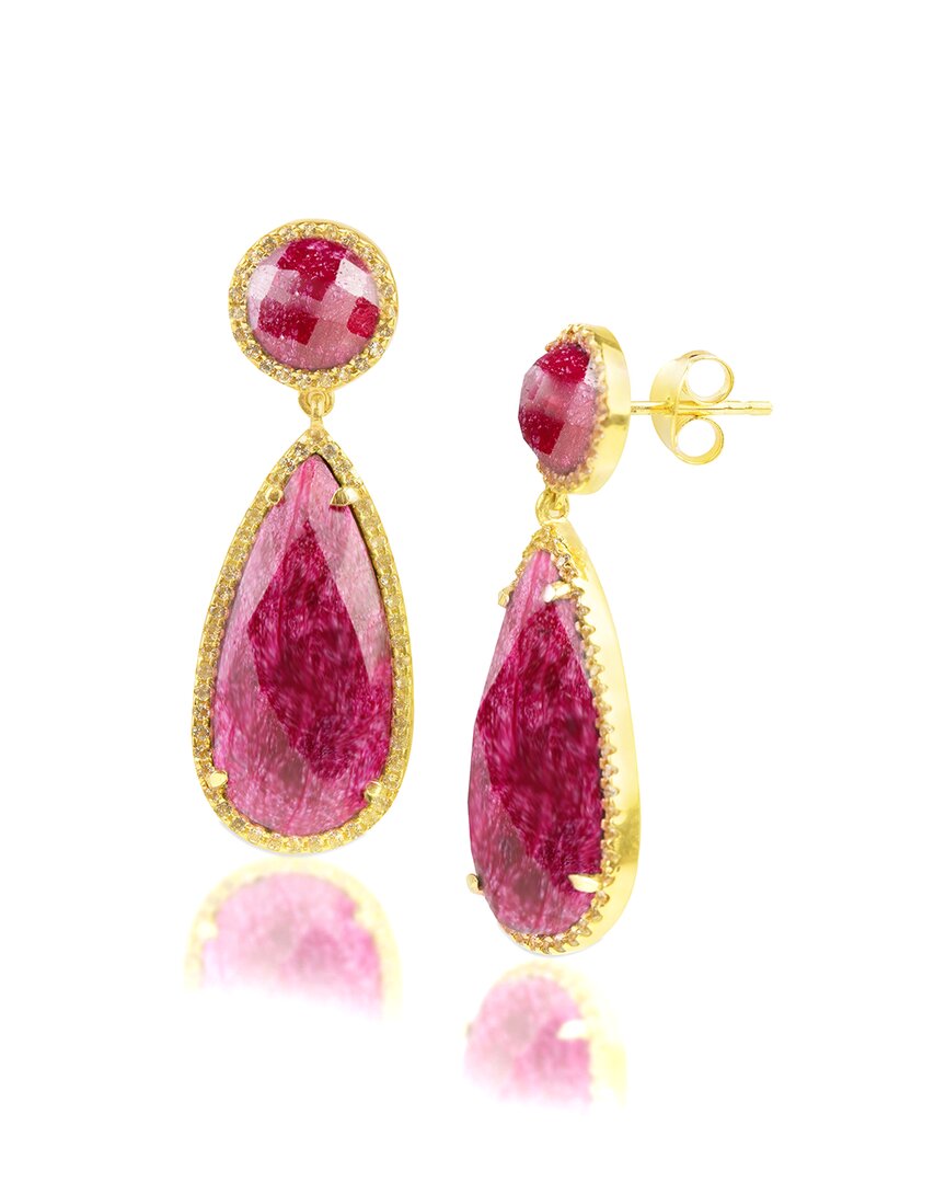 Maxcolor 18k Over Silver 2.20 Ct. Tw. Ruby Dangle Earrings