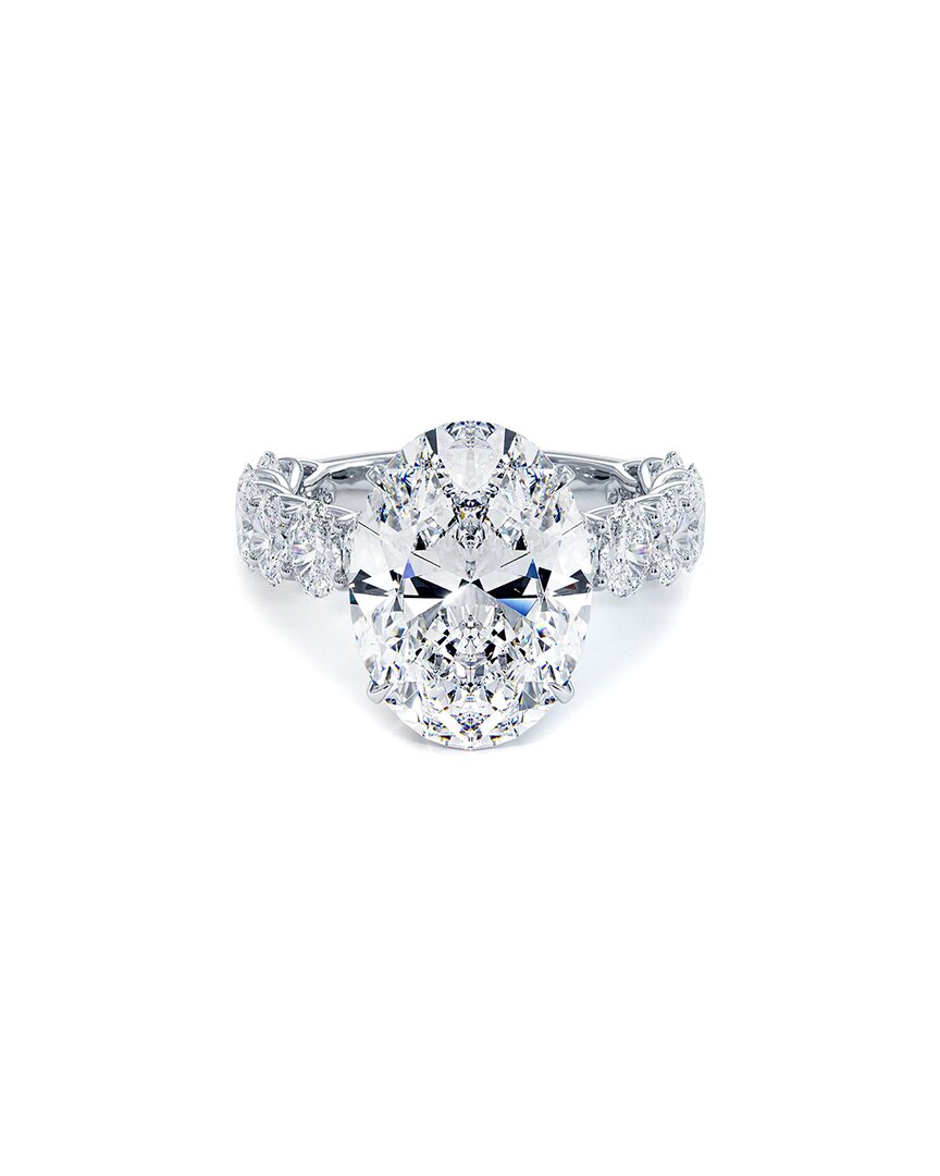 Lab Grown Diamonds 7 Carat Oval Cut Lucida Set With 3 Ct Side Diamond
