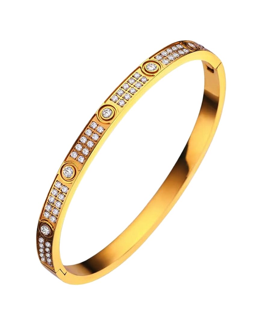 Stephen Oliver 18k Plated Cz Bangle Bracelet In Gold