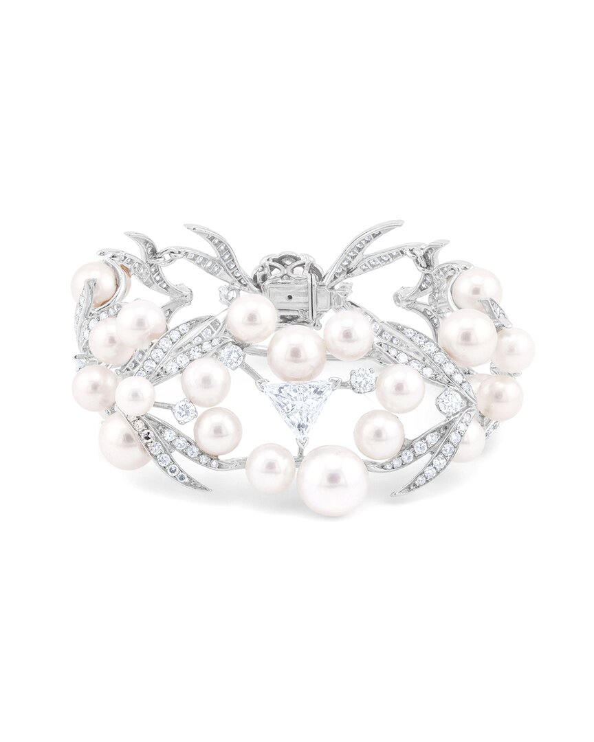 Diana M. Fine Jewelry 14K 11.00 ct. tw. Diamond & 6-11mm Pearl Bracelet