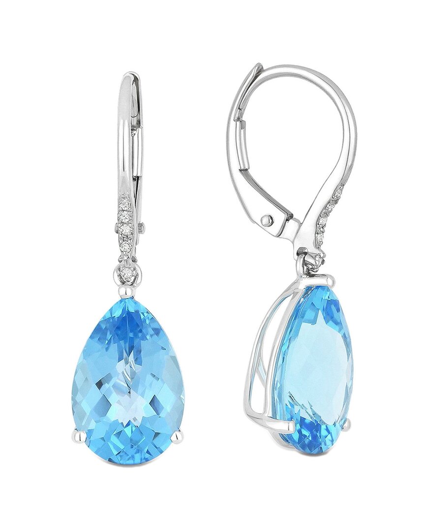 Gemstones 14k 6.93 Ct. Tw. Diamond & Blue Topaz Dangle Earrings