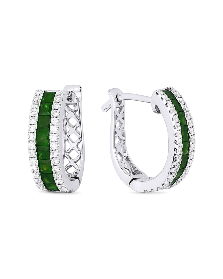 Gemstones 14k 0.79 Ct. Tw. Diamond & Emerald Hoops