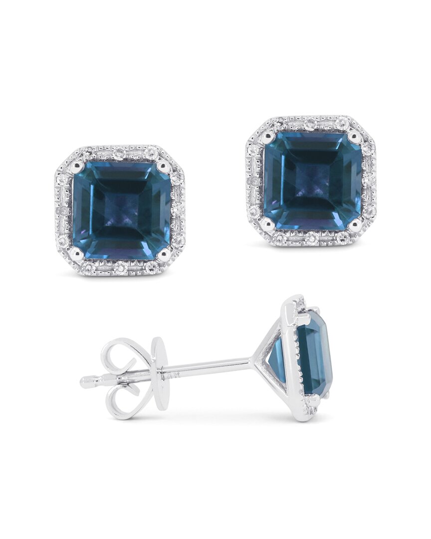 Gemstones 14k 2.14 Ct. Tw. Diamond & London Blue Topaz Studs