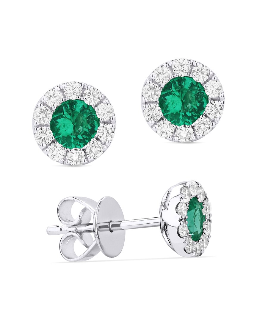 Gemstones 14k 0.52 Ct. Tw. Diamond & Emerald Studs