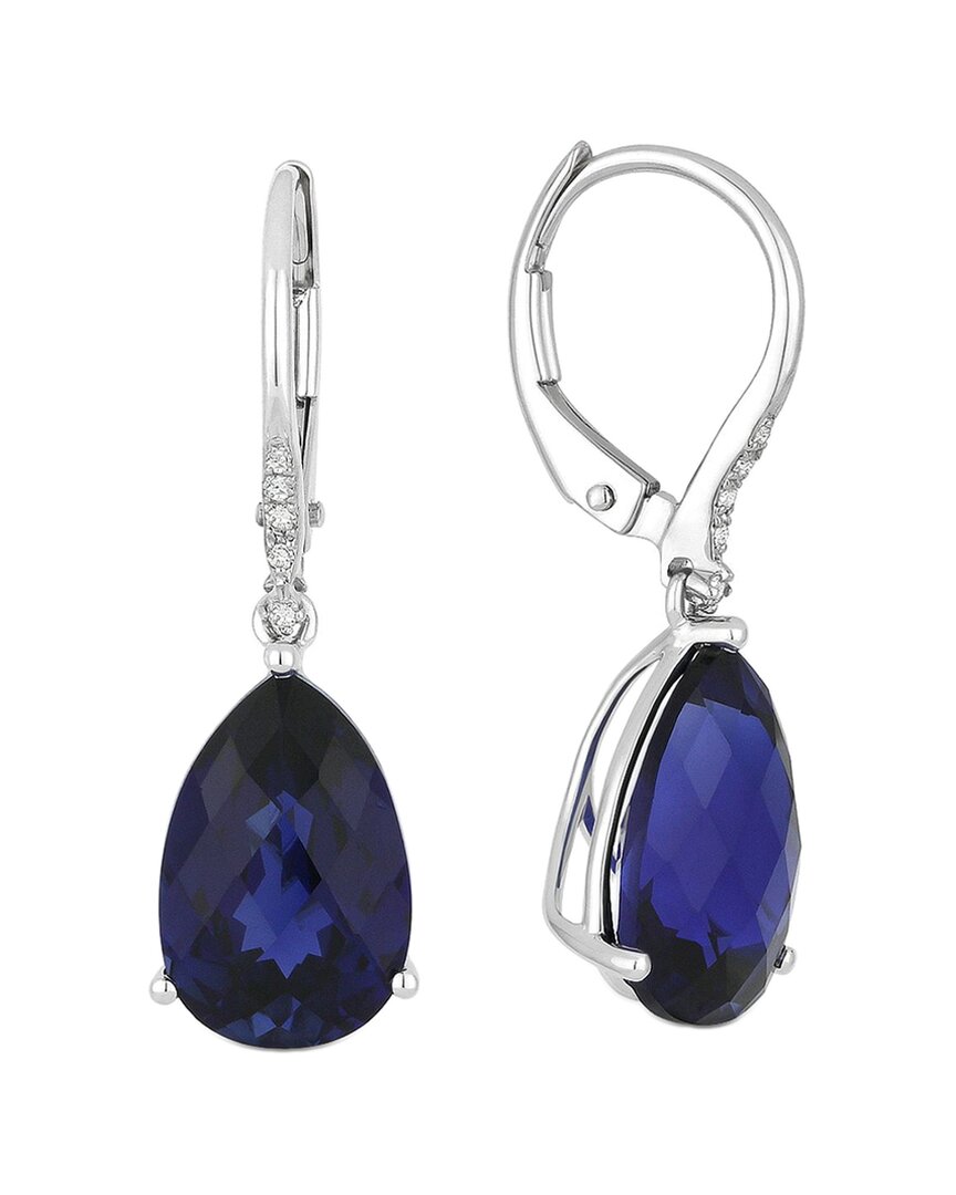 Gemstones 14k 8.52 Ct. Tw. Diamond & Created Sapphire Dangle Earrings