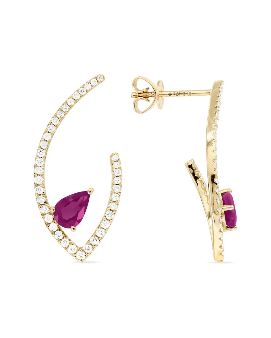 Gemstones 14k 1.12 Ct. Tw. Diamond & Pink Sapphire Dangle Earrings