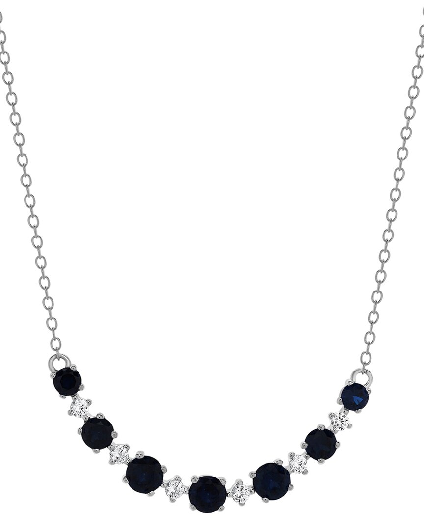 Lab Grown Gemstones Silver Lab-grown Diamond & Gemstone Necklace