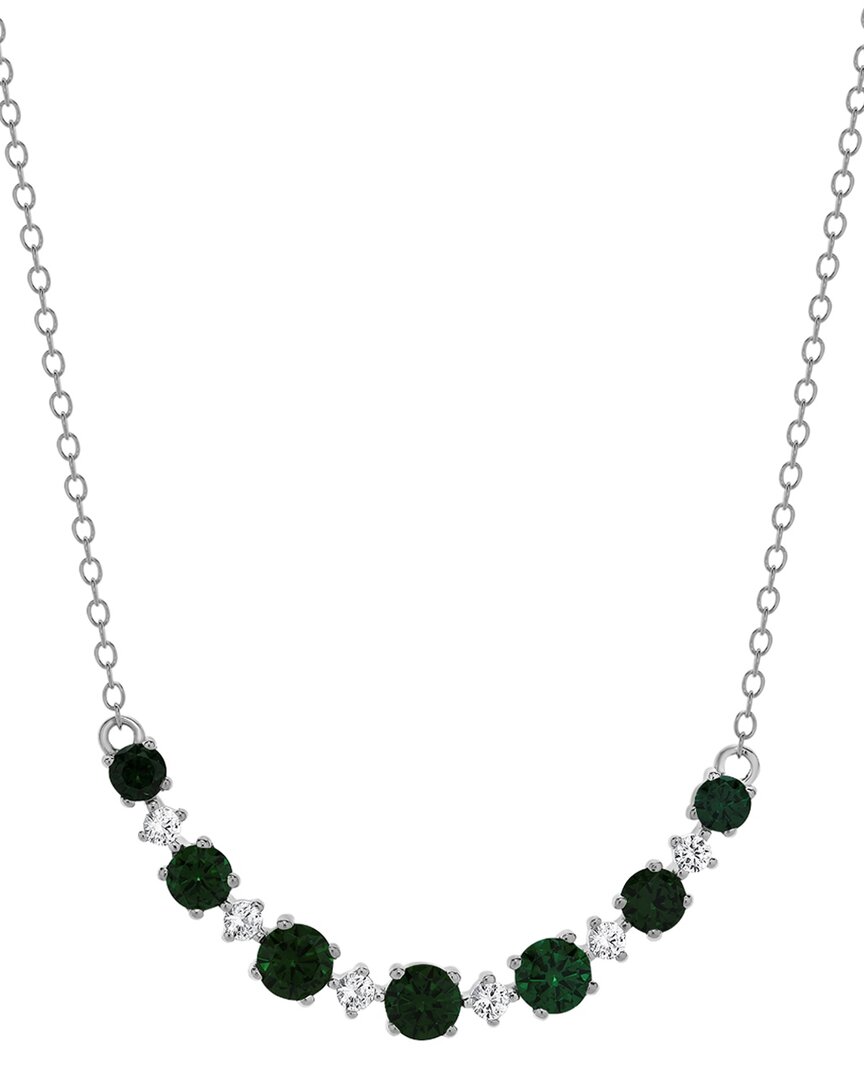 Lab Grown Gemstones Silver Lab-grown Diamond & Gemstone Necklace