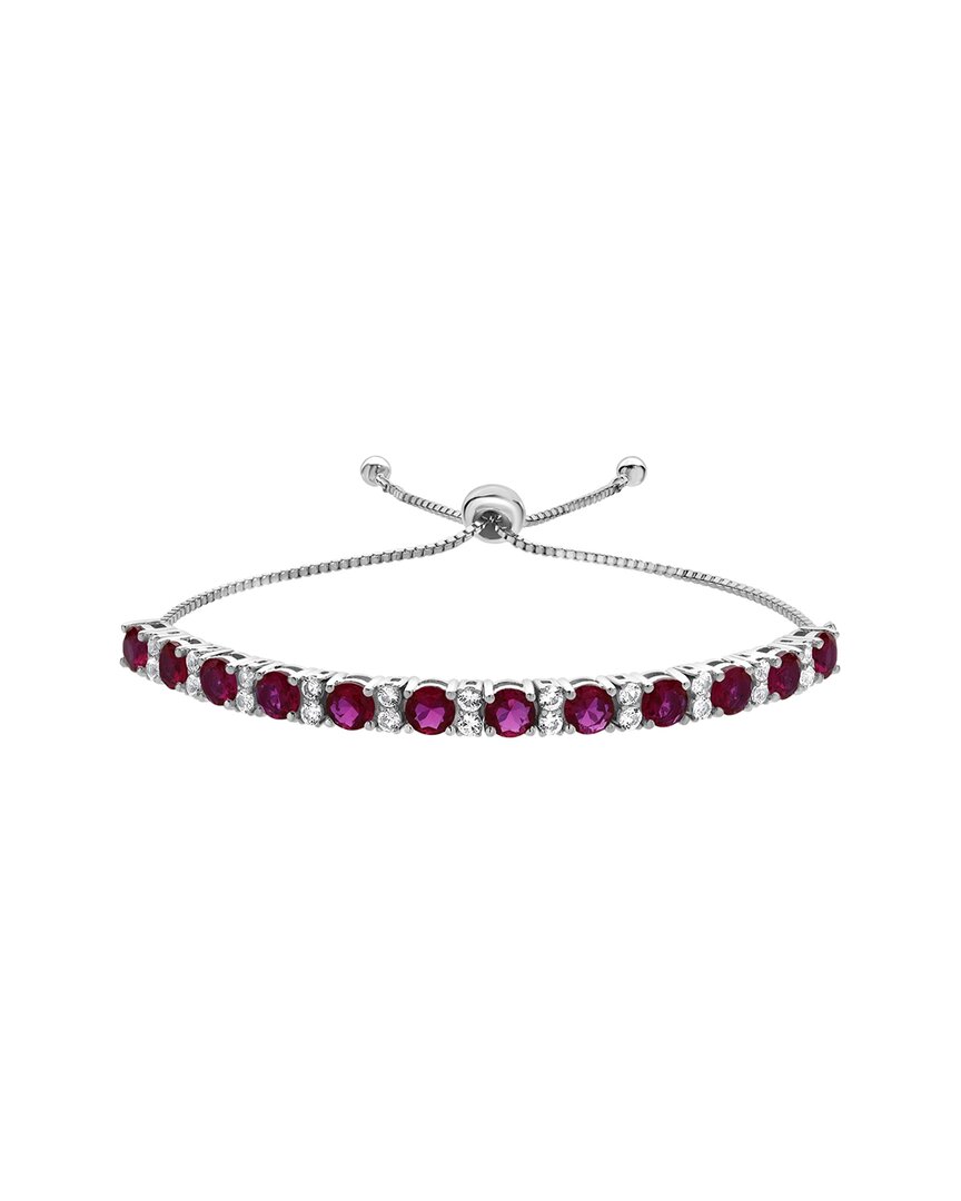 Lab Grown Gemstones Silver Lab-grown Diamond & Gemstone Bolo Bracelet