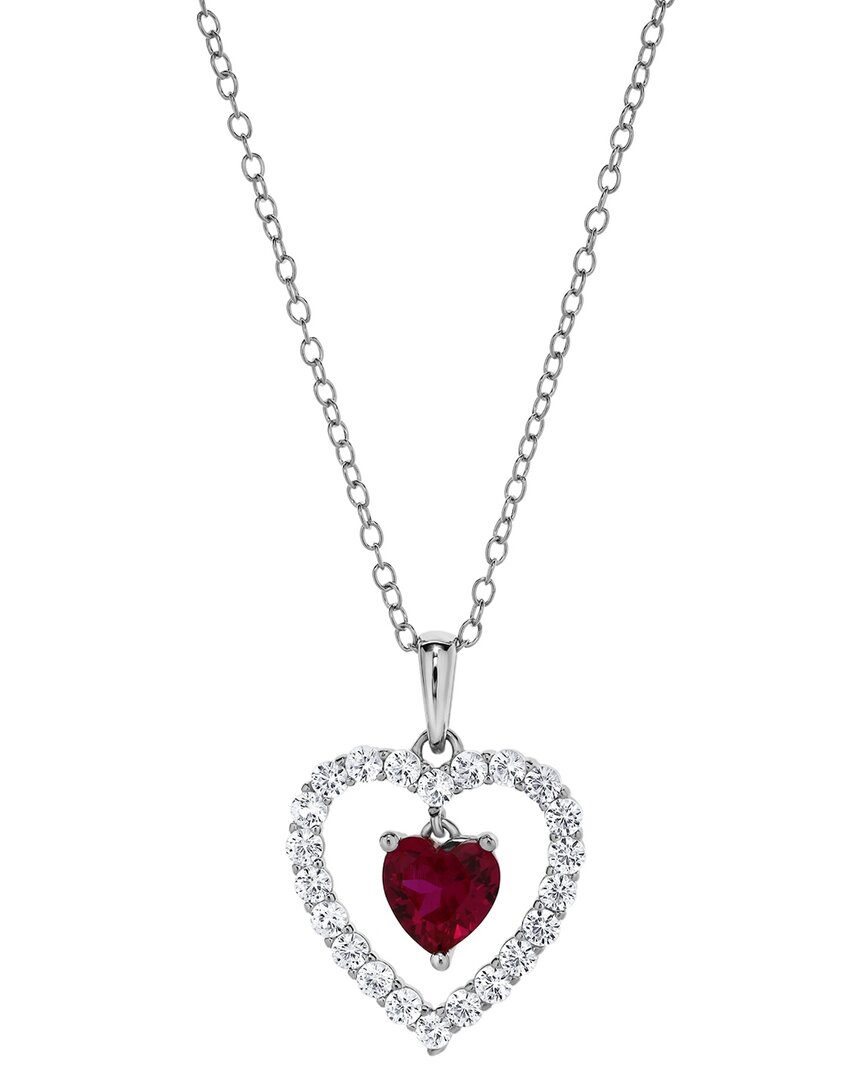 Lab Grown Gemstones Silver Lab-grown Diamond & Gemstone Pendant