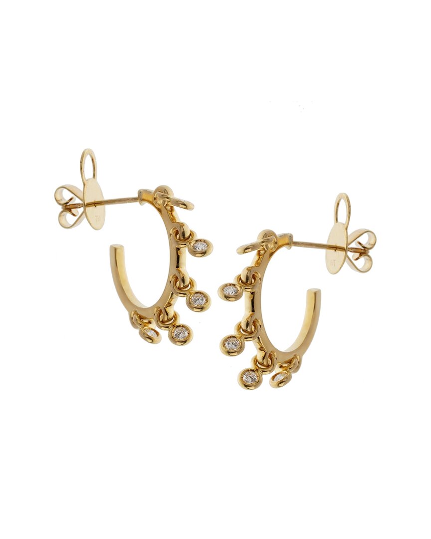 HERITAGE CHRISTIAN DIOR DIOR 18K 0.30 CT. TW. DIAMOND COQUINES DANGLE HOOPS (AUTHENTIC PRE-OWNED)