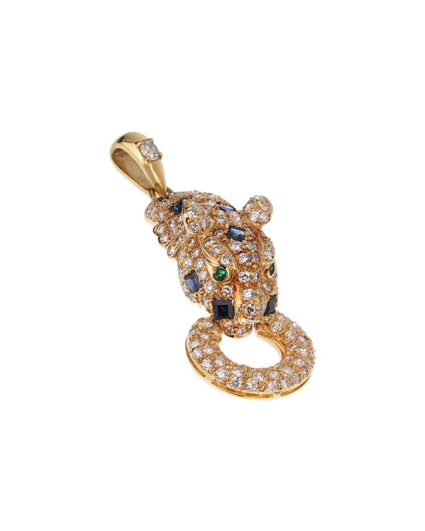 Adler 18k 2.40 Ct. Tw. Diamond & Panther Pendant Necklace (authentic Pre- Owned)