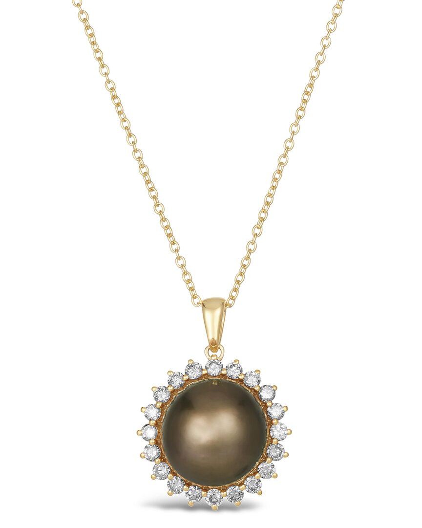 Le Vian ® Chocolate Pearls® 14k 0.42 Ct. Tw. Diamond & 10-11mmmm Pearl Pendant