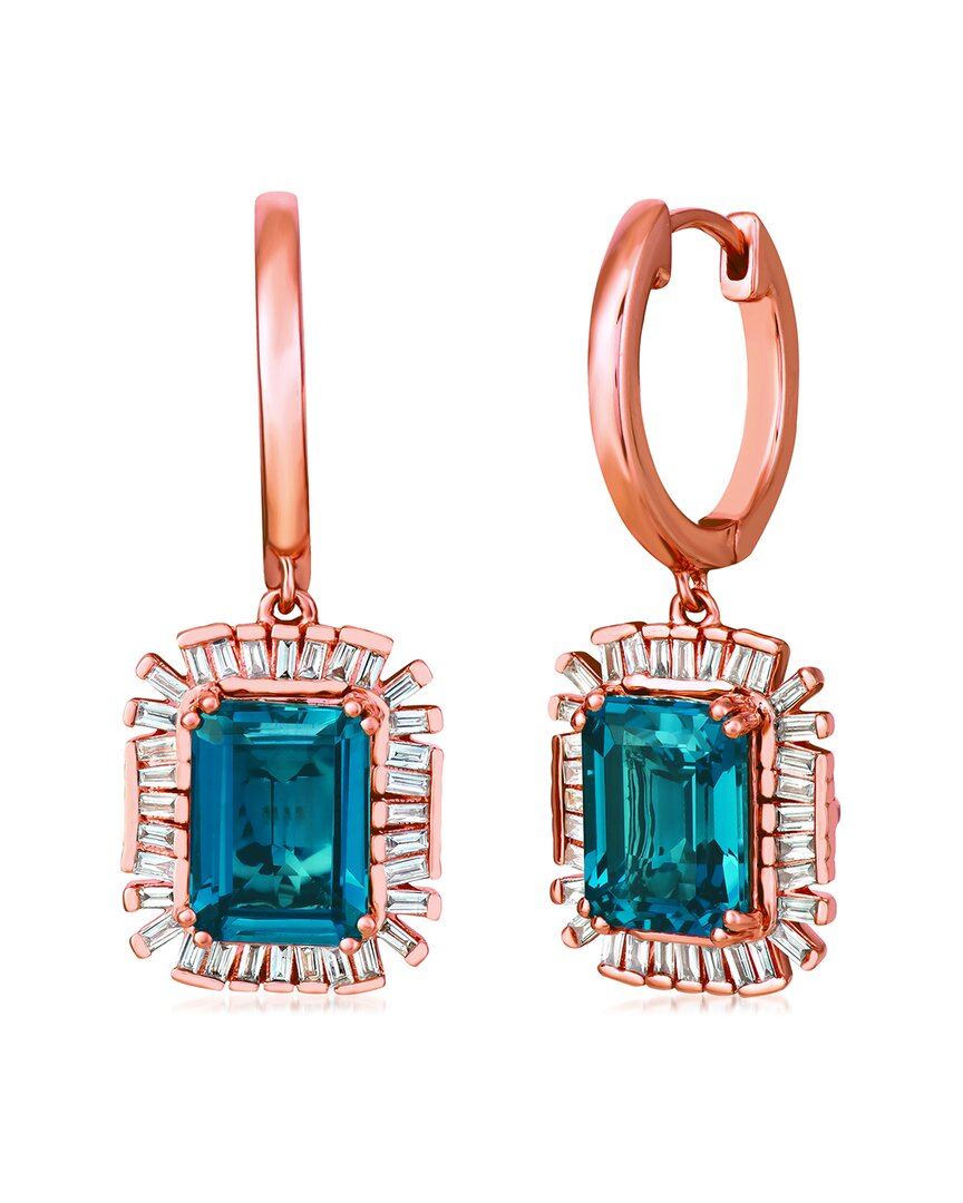 Le Vian ® Deep Sea Blue Topaz™ 14k Rose Gold 3.29 Ct. Tw. Diamond & London Blue Topaz Earrings