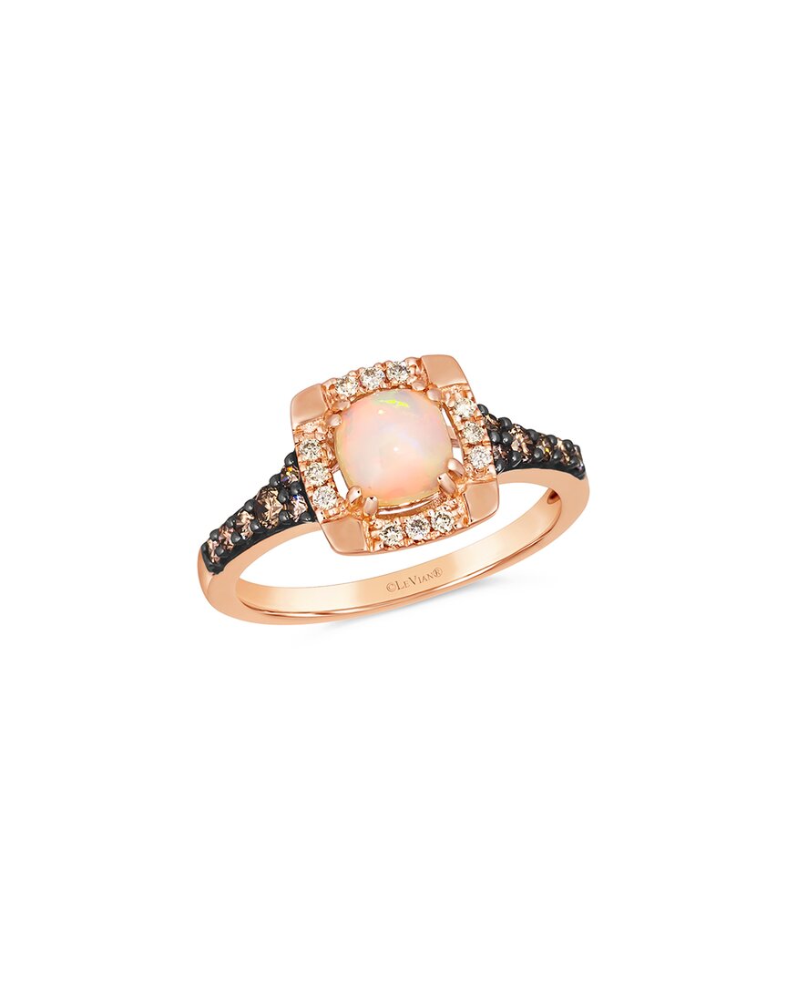 Le Vian Neopolitan Opal (1/2 Ct. T.w.) & Diamond (1/3 Ct. T.w.) Halo Ring In 14k Rose Gold