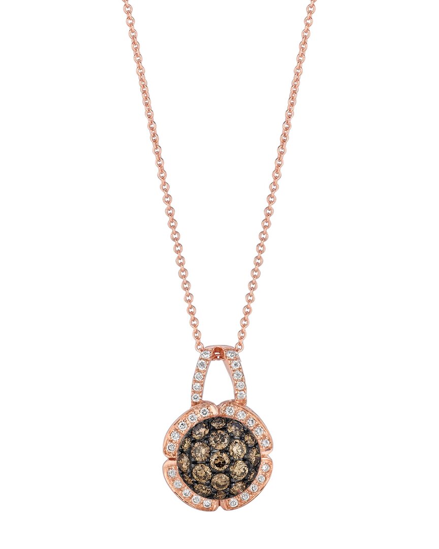Le Vian Chocolatier Diamond Cluster 18" Pendant Necklace (7/8 Ct. T.w.) In 14k Rose Gold