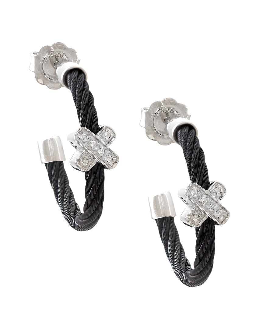 Diamond Select Cuts X Silver & Stainless Steel 0.03 Ct. Tw. Diamond Earrings