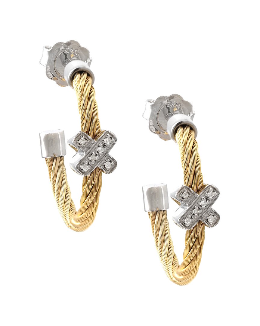 Diamond Select Cuts X Silver & Stainless Steel 0.03 Ct. Tw. Diamond Earrings