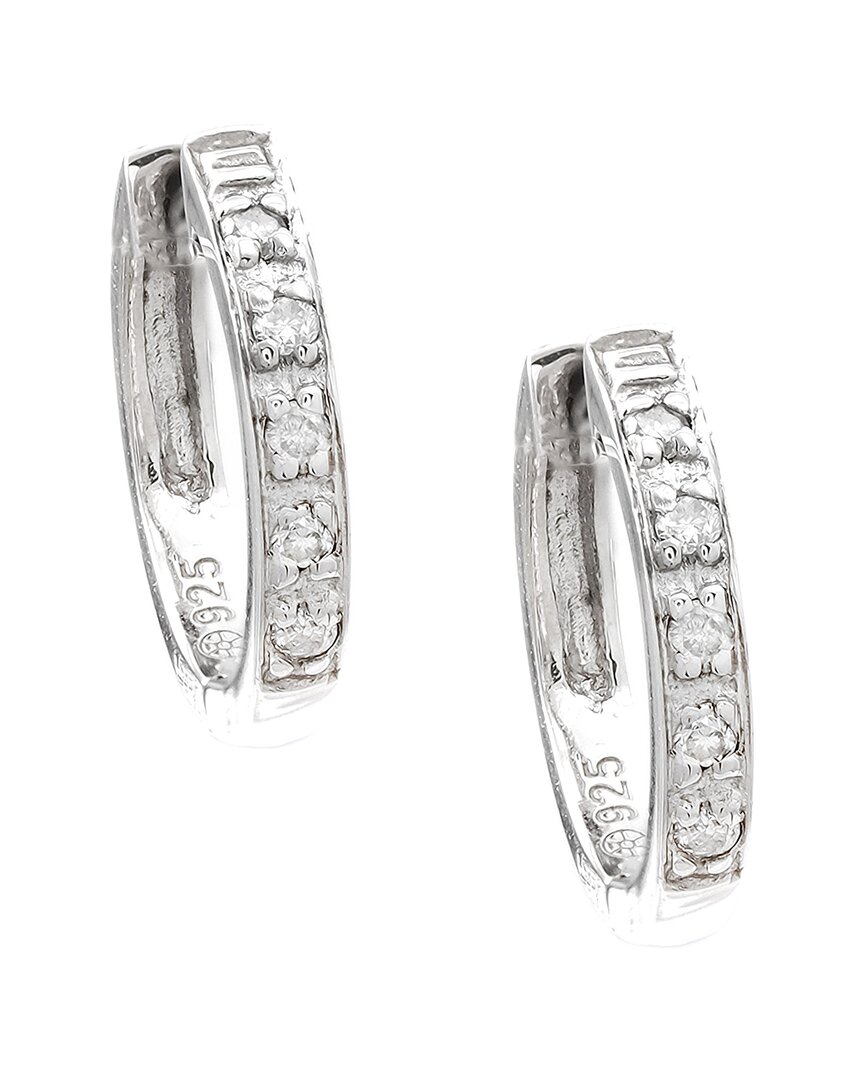 Diamond Select Cuts Hoop Silver 0.08 Ct. Tw. Diamond Earrings