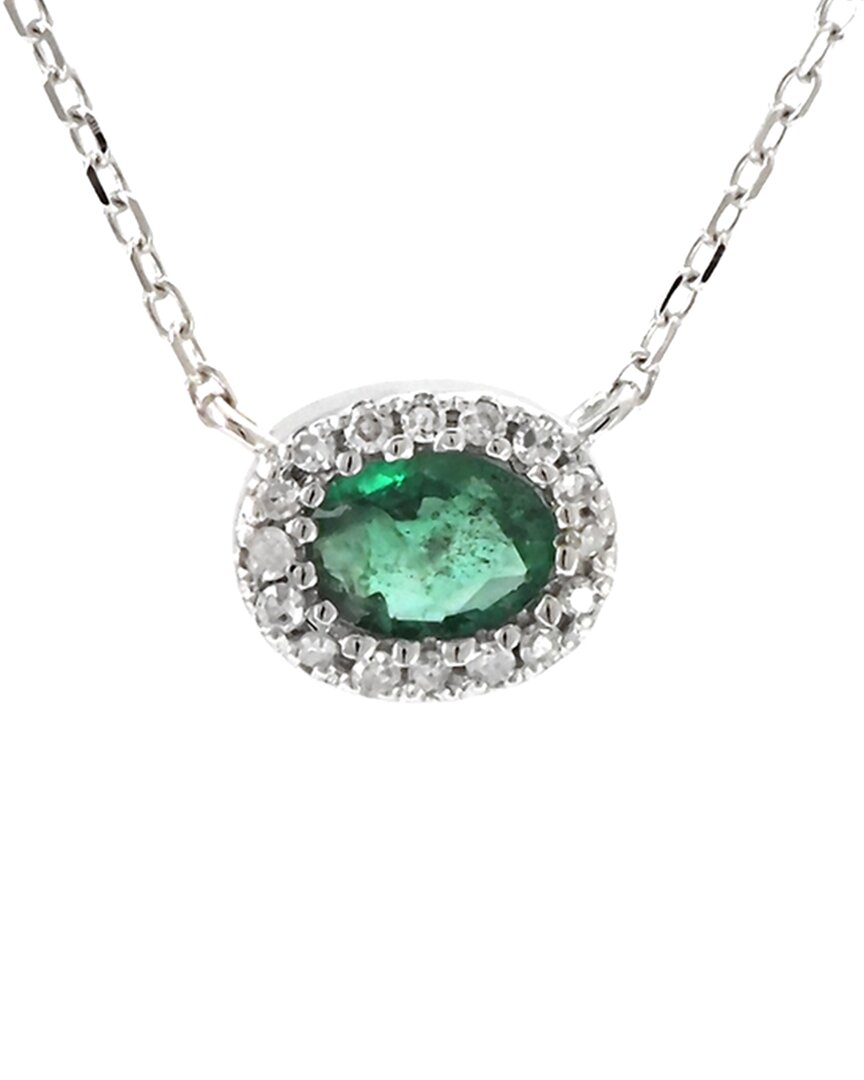 Gemstones 14k 0.25 Ct. Tw. Diamond & Emerald Necklace
