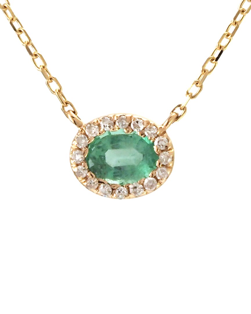 Gemstones 14k 0.25 Ct. Tw. Diamond & Emerald Necklace