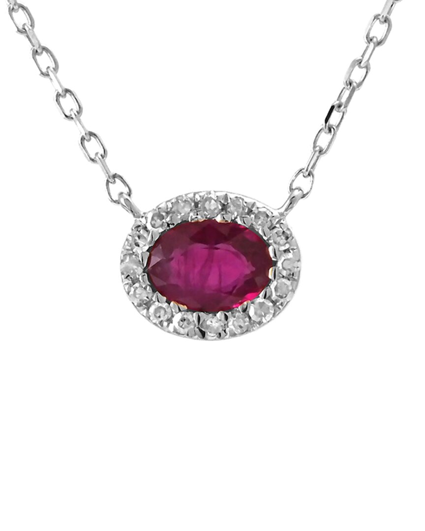 Gemstones 14k 0.24 Ct. Tw. Diamond & Ruby Necklace