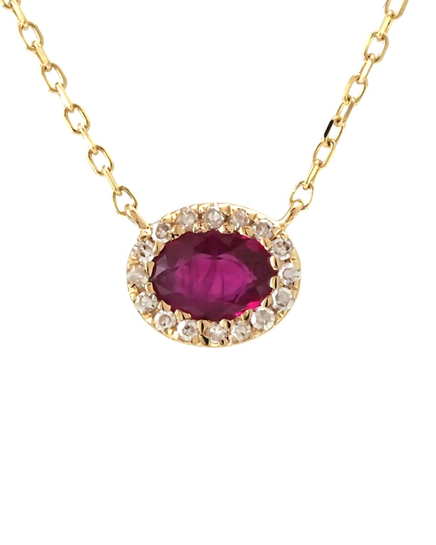 Gemstones 14k 0.25 Ct. Tw. Diamond & Ruby Necklace