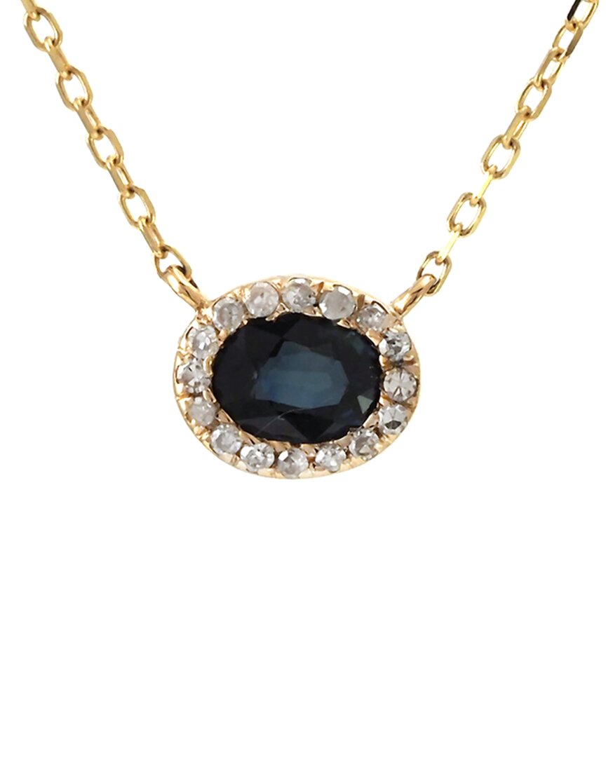 Gemstones 14k 0.33 Ct. Tw. Diamond & Sapphire Necklace In Gold