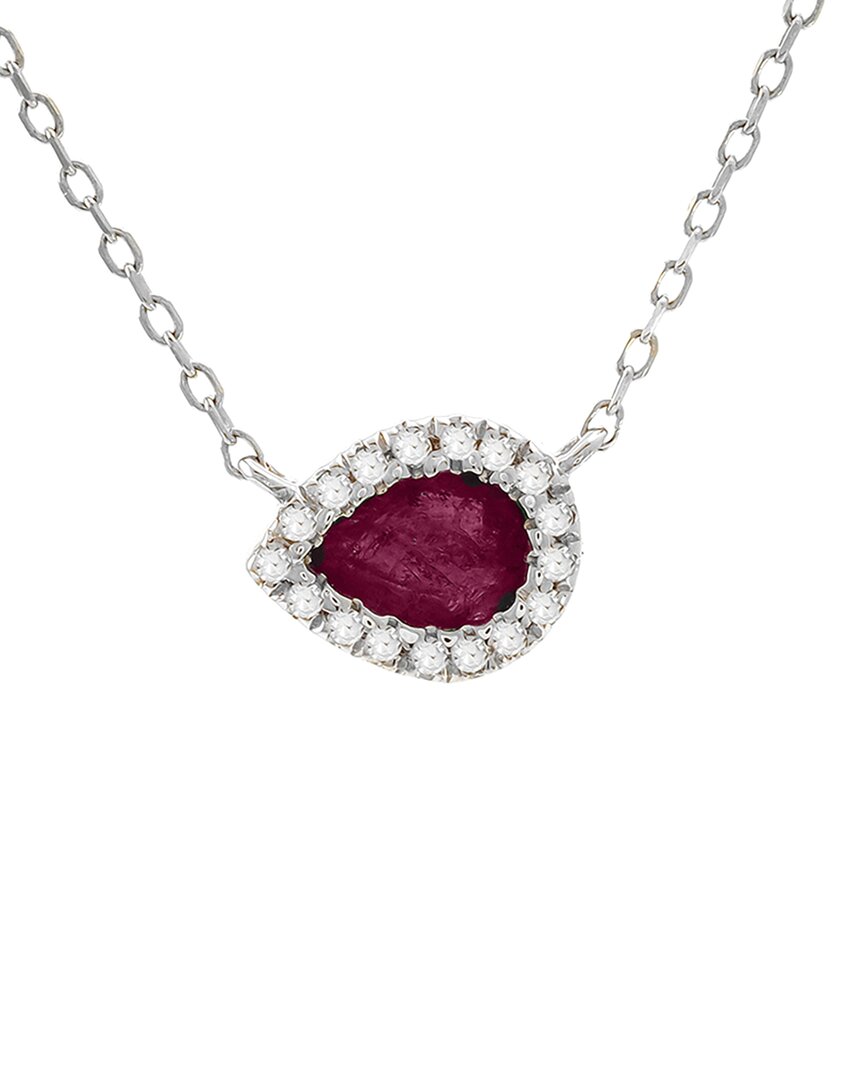 Gemstones 14k 0.25 Ct. Tw. Diamond & Ruby Necklace